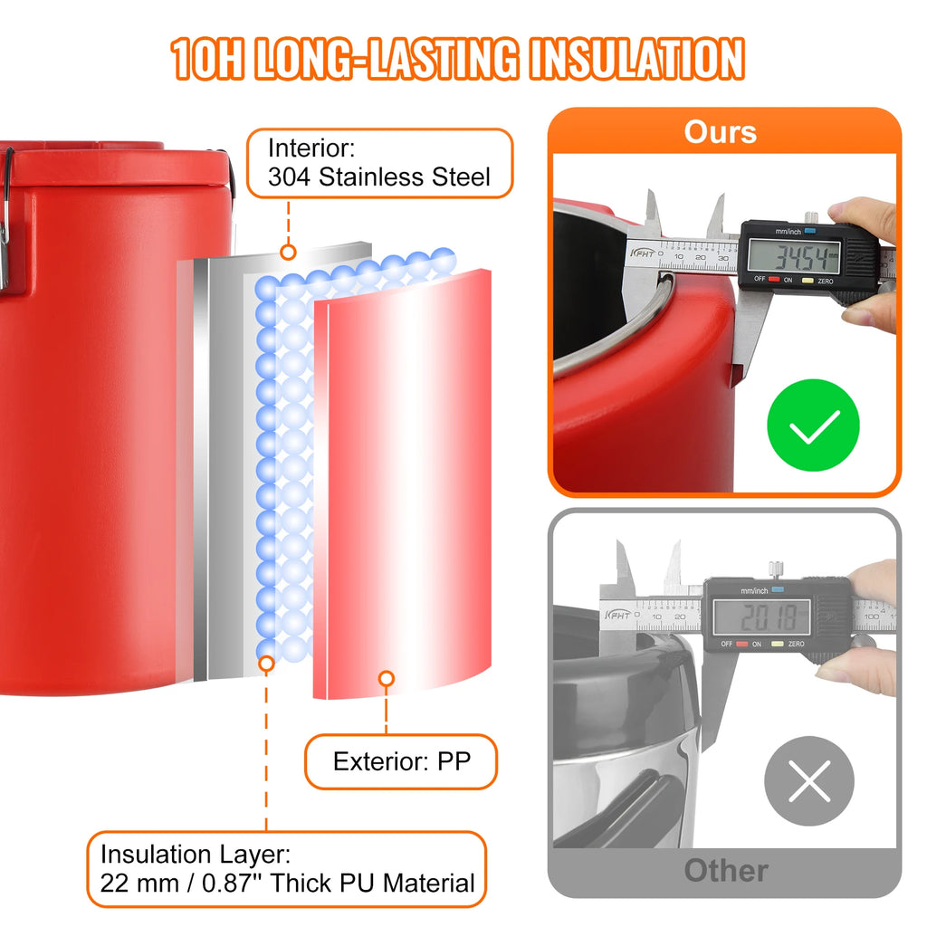 SucceBuy  Stainless Steel Insulated Beverage Dispenser 2 Gallon 7.6 Liter Thermal Hot and Cold Drink Server Dispenser
