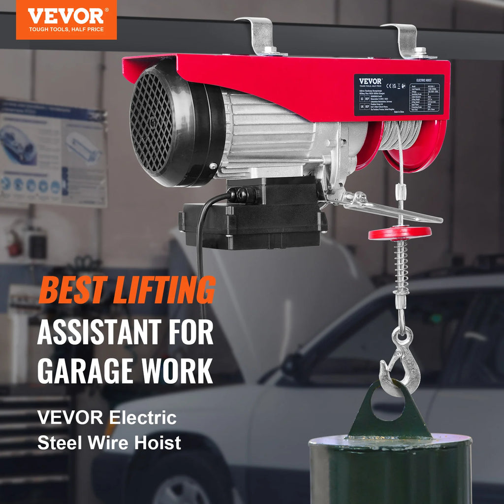 SucceBuy 1320-2200 lbs Wireless Electric Hoist with 40ft Single Cable Lifting Height Steel Wire Winch Garage Warehouse Factory