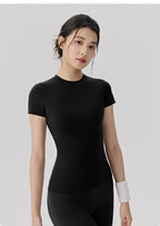Spring and Summer Yoga Wear Short-sleeved Nude Tight-fitting Fitness Wear for Women Outdoor Running Training Sports T-shirt