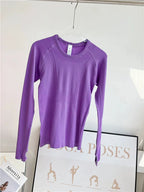 Seamless Yoga Top Women Long Sleeve Workout Shirt for Women Training Gym Clothes Stretchy Turtleneck Sportswear Activewear