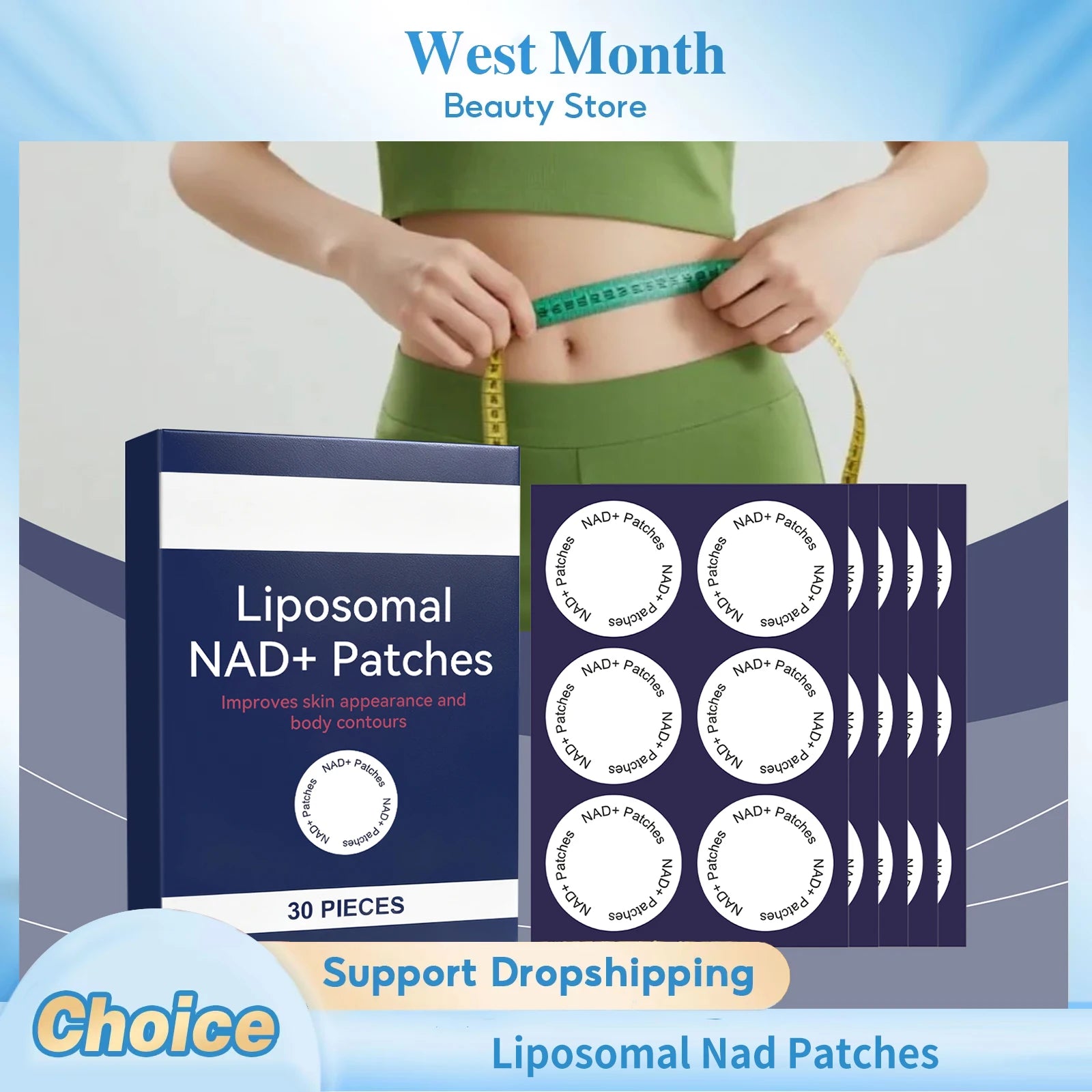 Liposomal Nad Patches Transdermal Absorption Enhance Cellular Energy Regulate Metabolism Weight Management Healthy Aging Patches Main image