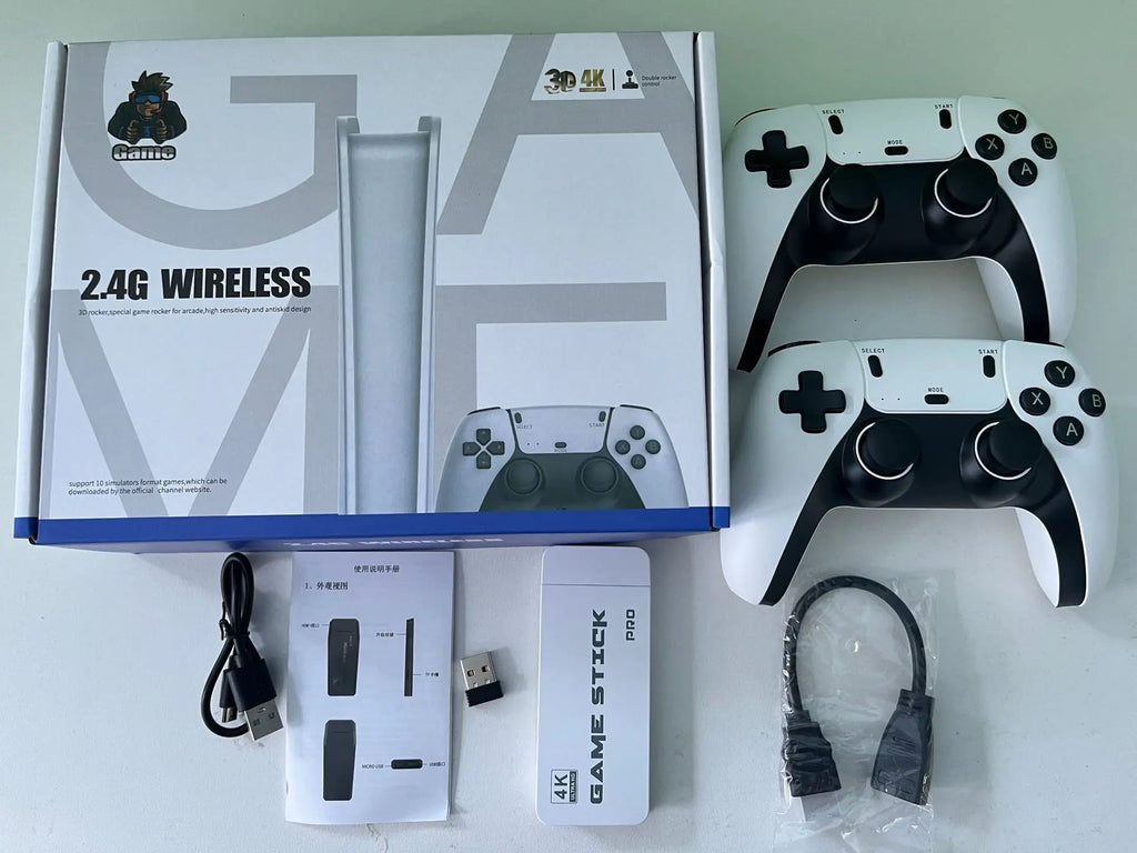 4K 64G Retro Game Console: M15 Game Stick with 40000+ Classic Arcade Games, Dual Wireless Controllers 2-Player TV System