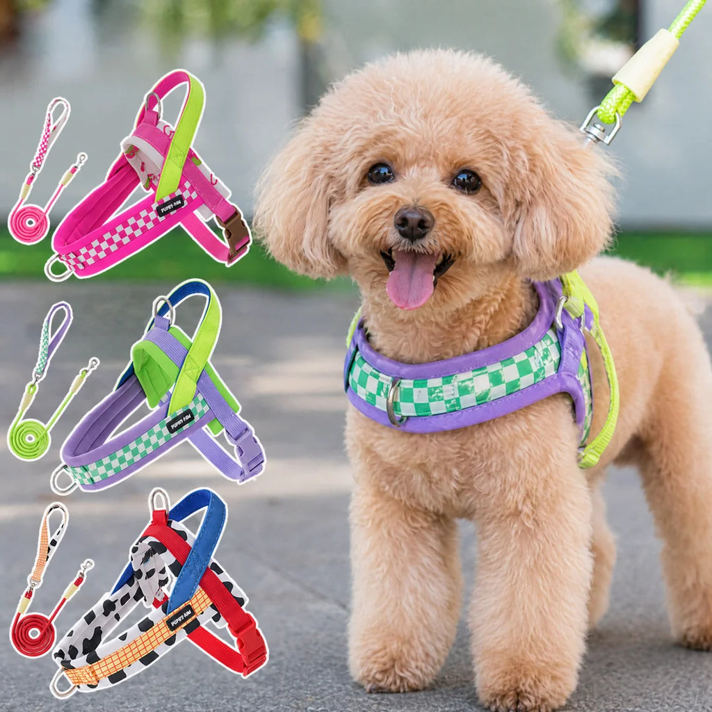Small Dog Harness, Saddle Style No Pull Adjustable for  Puppy  Pet Chest for dog Breathable  Walking dog supplies s