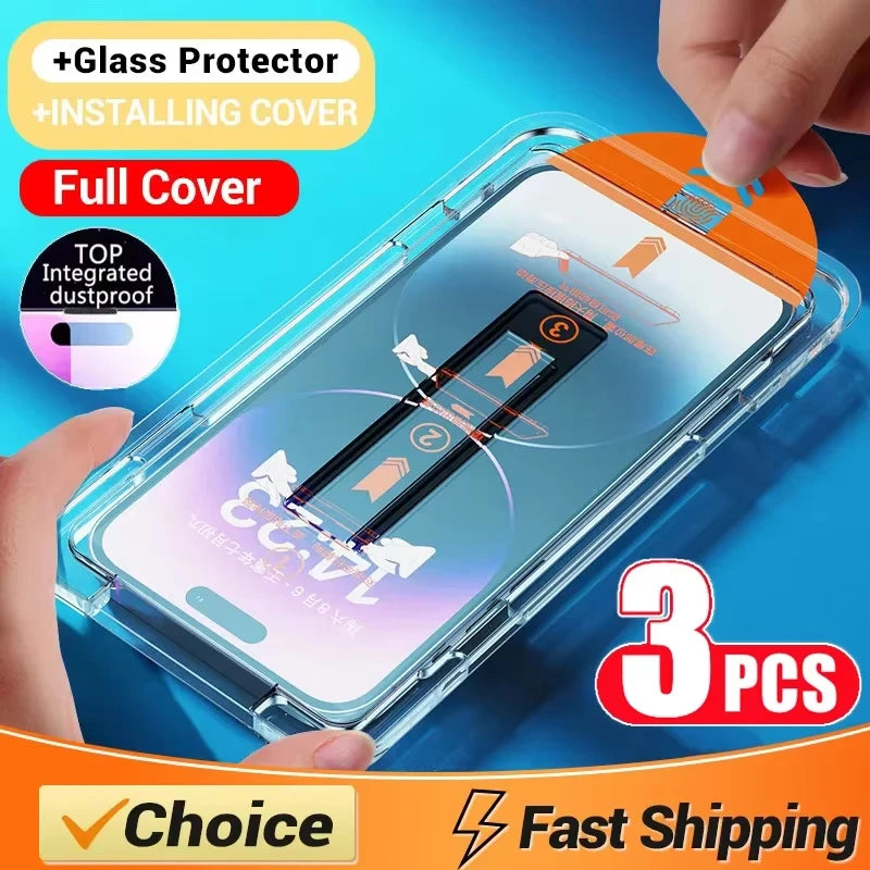 Oleophobic Coating Dust Free Screen Protector For iPhone 17 Pro Max 16 15 13 11 12 14 Pro Max SE 7 8 XR Easy Installation Glass Main image