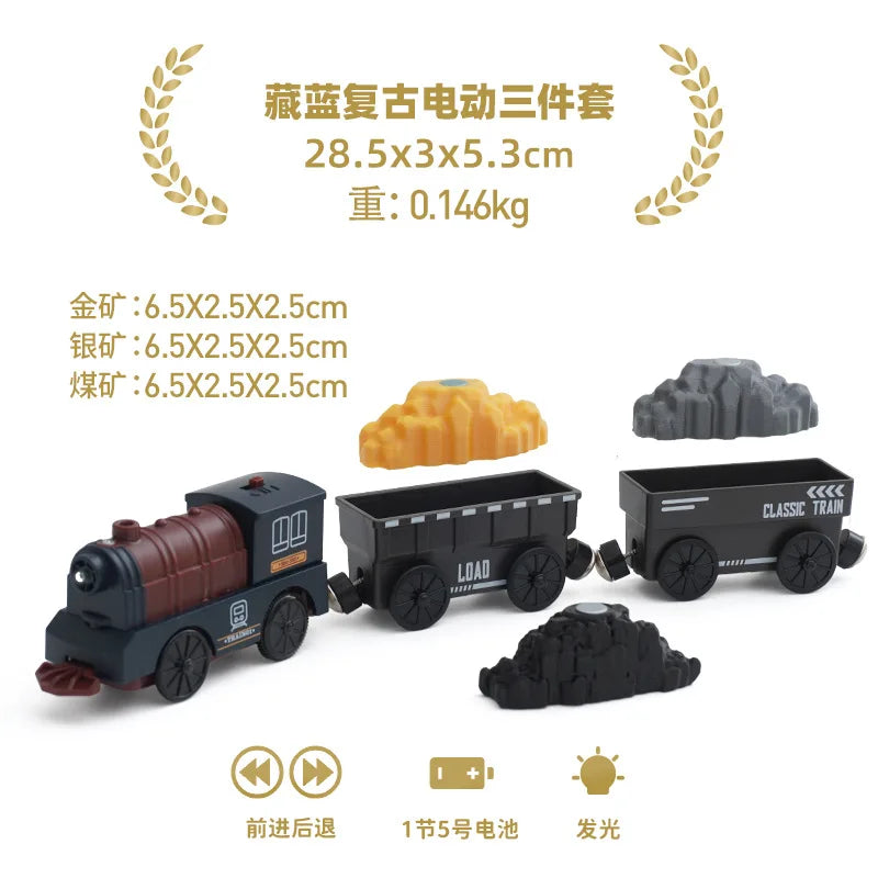 new Wooden Railway Track Set Electric Train Magnetic Car Diecast Slot Fit All Brand Biro Wood Track Assemble Toy Boy Gift