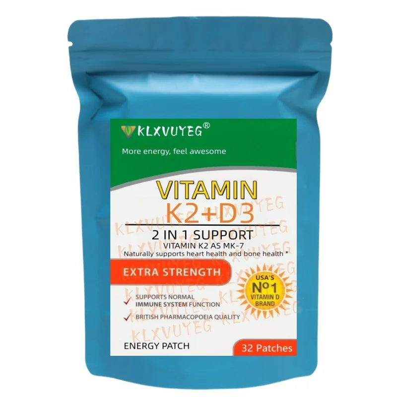 Vitamin K2 (MK7) with D3 Patches 9 Week Supply, Contains Vitamin D & K Complex Premium Non GMO, Biotin, Vitamin D3 Main image