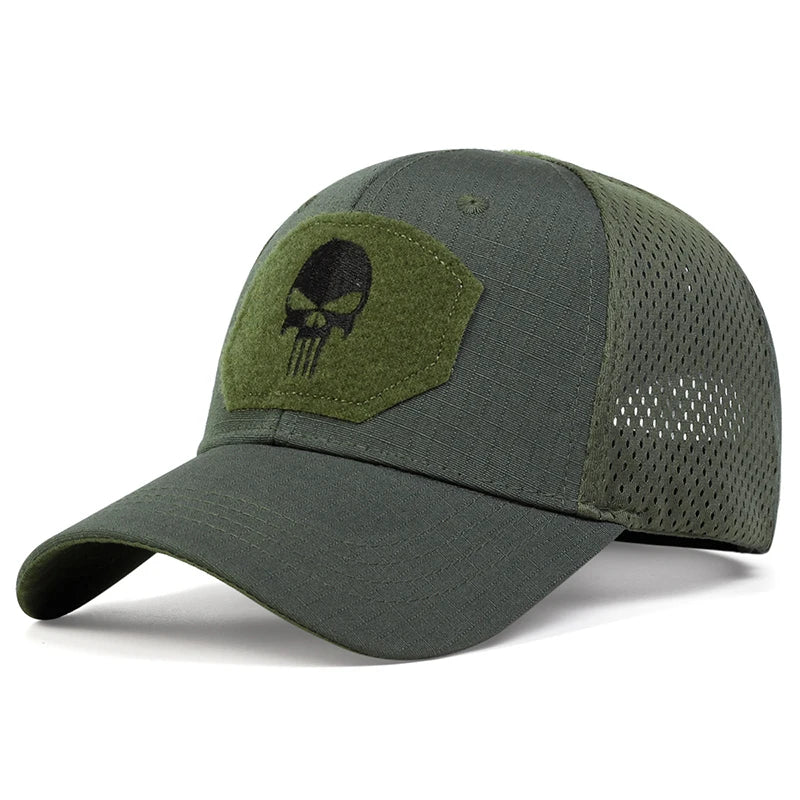 Skull Tactical Airsoft Cap Adjustable Breathable Sun Visor Trucker Hat Mesh Hunting Hiking Snapback Baseball hats gorra