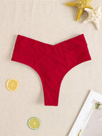 S - XL High Waist High Leg Cut Bikini Bottom Swim Brief Women Swimwear Female Bather Brazilian Tanga Panties Underwear K7095