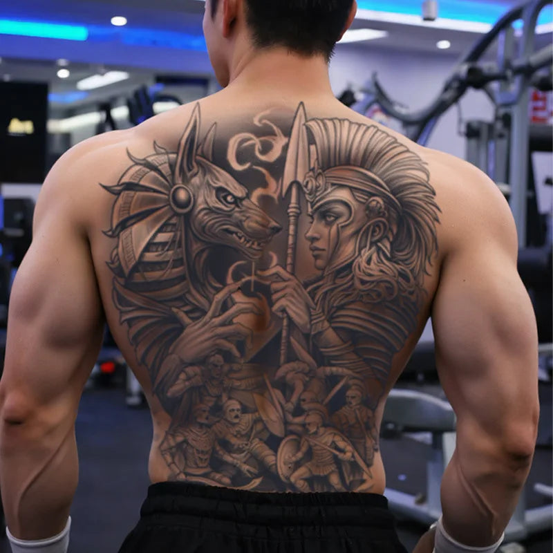 Magic Juice Ink Waterproof Tattoo Stickers Full Back Large Size Herbal Juice Temporary Tattoos Men Body Art Dragon Tiger