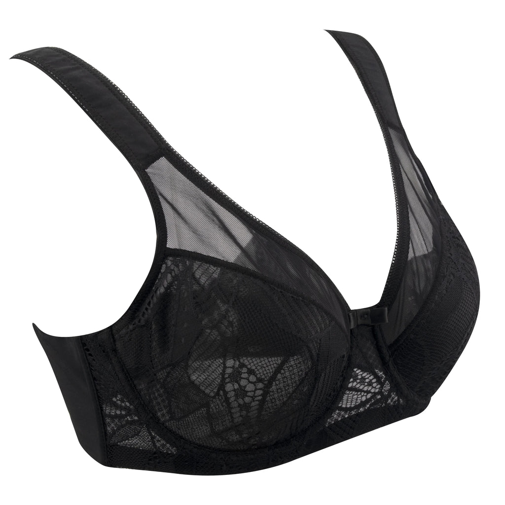 Sheroine Plus Size Women's Lace Floral Minimizer Bra, Underwire Full Coverage Unpadded Bras for Women Lifting Support Comfort