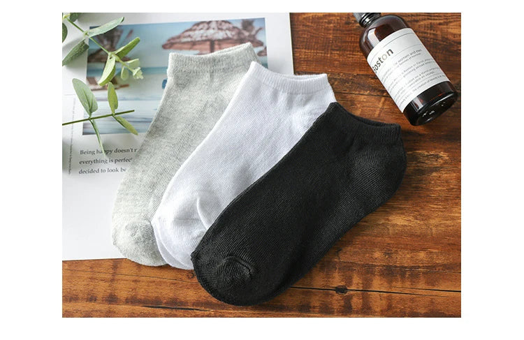 10/20/30Pairs Men's Socks Ankle Socks White Black Breathable Comfy Sweat-absorbing Boat Socks Unisex Casual Solid Short Socks