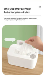 Baby Wipe Warmer Heater with LED Display, Wet Towel Dispenser Portable USB Charge Baby Wipe Warmer Napkin Heating Box Home/Car