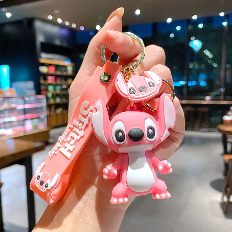 Brand New Red Stitch Keychain Bandai Stitch Figure Doll Keyring Bag Pendent Car Ornaments Key Accessories Kids Toy Xmas Gifts