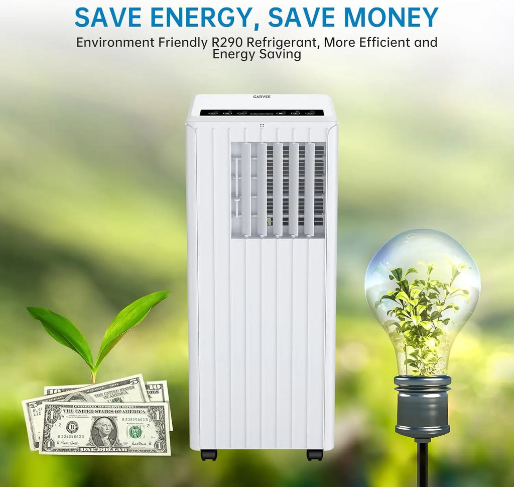 3-in-1 9000 BTU Portable Air Conditioner,Efficient Cooling,Dehumidifier 42L/day,Fan 2 Speed,Digital Display,Remote Control