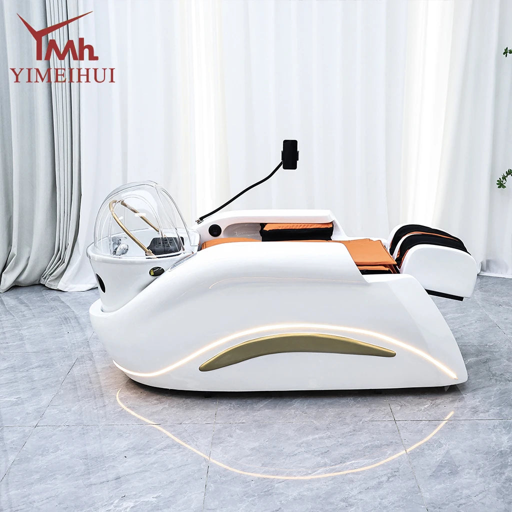 Professional Hot Sell Electric Lay Down Salon Head Spa Massage Shampoo Bed With Head Therapy and Steamer