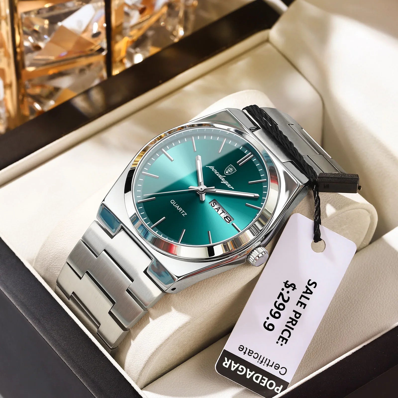 POEDAGAR Luxury Men's Watches Waterproof Luminous Date Week Men Watch Stainless Steel Casual Fashion Quartz Man Wristwatch Reloj