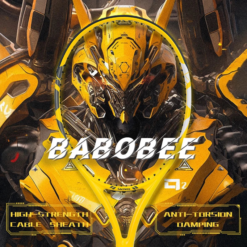 BaboBee 100% Full Carbon Fibre Premium Professional Tennis Racket Free Bag & Overgrip, 55-65lbs Threaded, Ultra-light 265±5g Main image