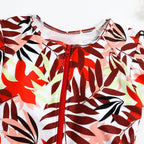 2024 Fashion Short Dress One-piece Swimsuit Zipper Swimsuit Sexy Bikini Women's Thickened Printed Swimming Beach Wear Summer