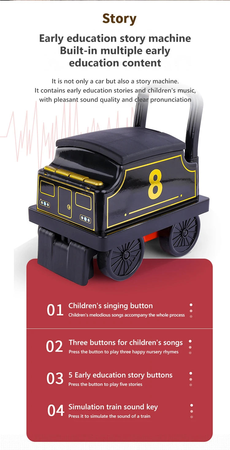 Kids Train Riding Toy Ailway Classical Electric Model Can Carry A Small Train Rail Car Children's Baby Walker Stroller Toys Boys