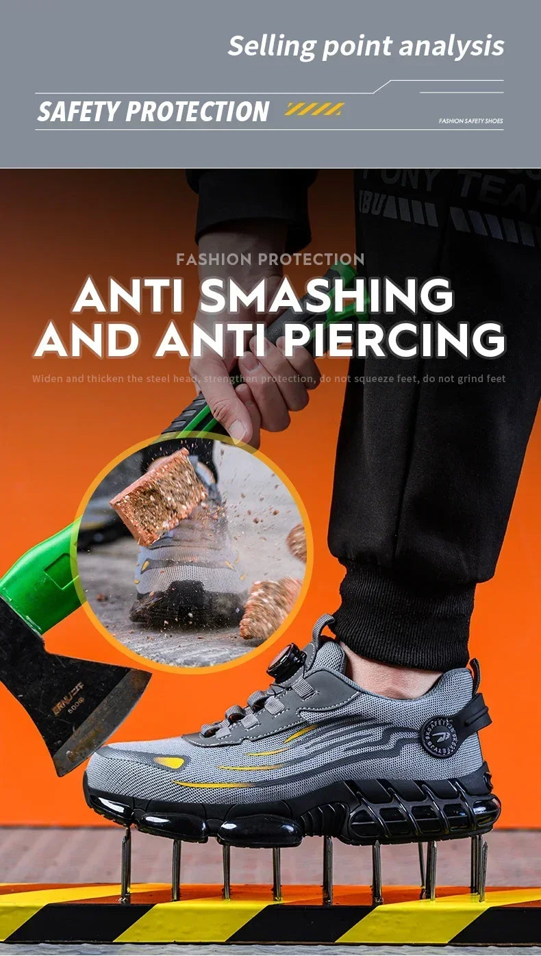 Men's Safety Shoes Protection And Elastic Safety Boots Fashionable Casual Shoes Breathable Odor Protection Men's Work Shoes
