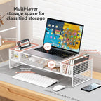 Height Adjustable Computer Stand Desk Monitor Laptop Cooling Rack Suspended Bracket Office Storage Solution