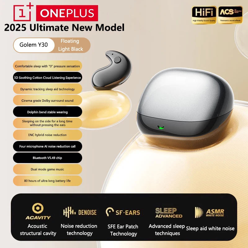  Oneplus Sleep Headphones Wireless Bluetooth Earphones Semi-in-ear Mini High-quality Sound Long Battery Life Office Travel