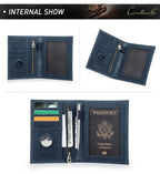CONTACT'S Genuine Leather Passport Wallet Card Holder Coin Purse AirTag Slot Men Travel Wallet Women‘s Purse Passport Cover Bag