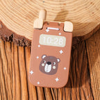 Baby Wooden Bear Phone Teether Toy Telephone Sleeping Pacifier Teething Flip Simulation Phone Toys Early Educational Toy Gifts