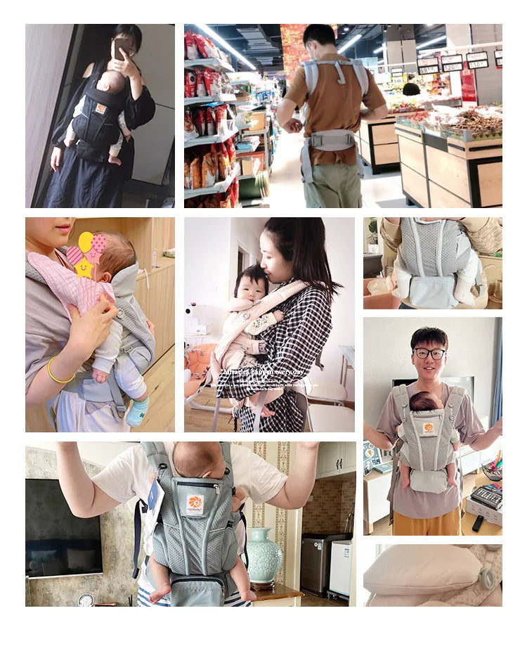 Baby Carrier Cotton Ergonomic Backpacks Holder Shoulder Waist Belt Sling Toddler Outdoor Holding Front and Back Universal