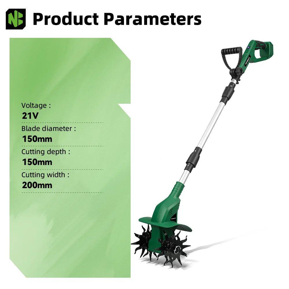 NewBeny Electric Garden Tiller Cultivator Scarifier Foldable Rototiller Soil Loosener Garden Tool