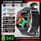 2025New GPS Smart Watch For Xiaomi IOS Military Compass Flashlight Smartwatch Men 10ATM Waterproof 100+Sport Modes BT Call Watch