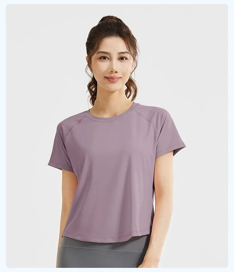 STOUREG Women's Loose Mesh Sports T Shirt Quick Dry Short Sleeve Yoga T Shirt Pilates Running Sports Fitness Short Sleeve