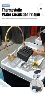 Salon Shampoo Chair With Ceramic Sink, Head Spa Fumigation Washing Station, Modern Bathroom Spa Furniture