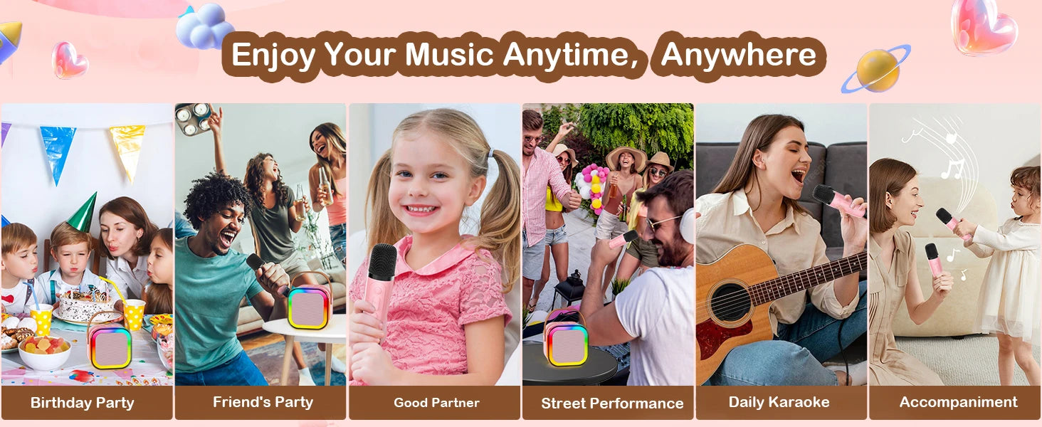 Enjoy the Party-Portable 2pieces Bluetooth Karaoke Machine with 5.3PA Speaker System,Wireless Microphones for Home Entertainment