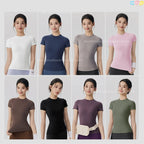 Spring and Summer Yoga Wear Short-sleeved Nude Tight-fitting Fitness Wear for Women Outdoor Running Training Sports T-shirt