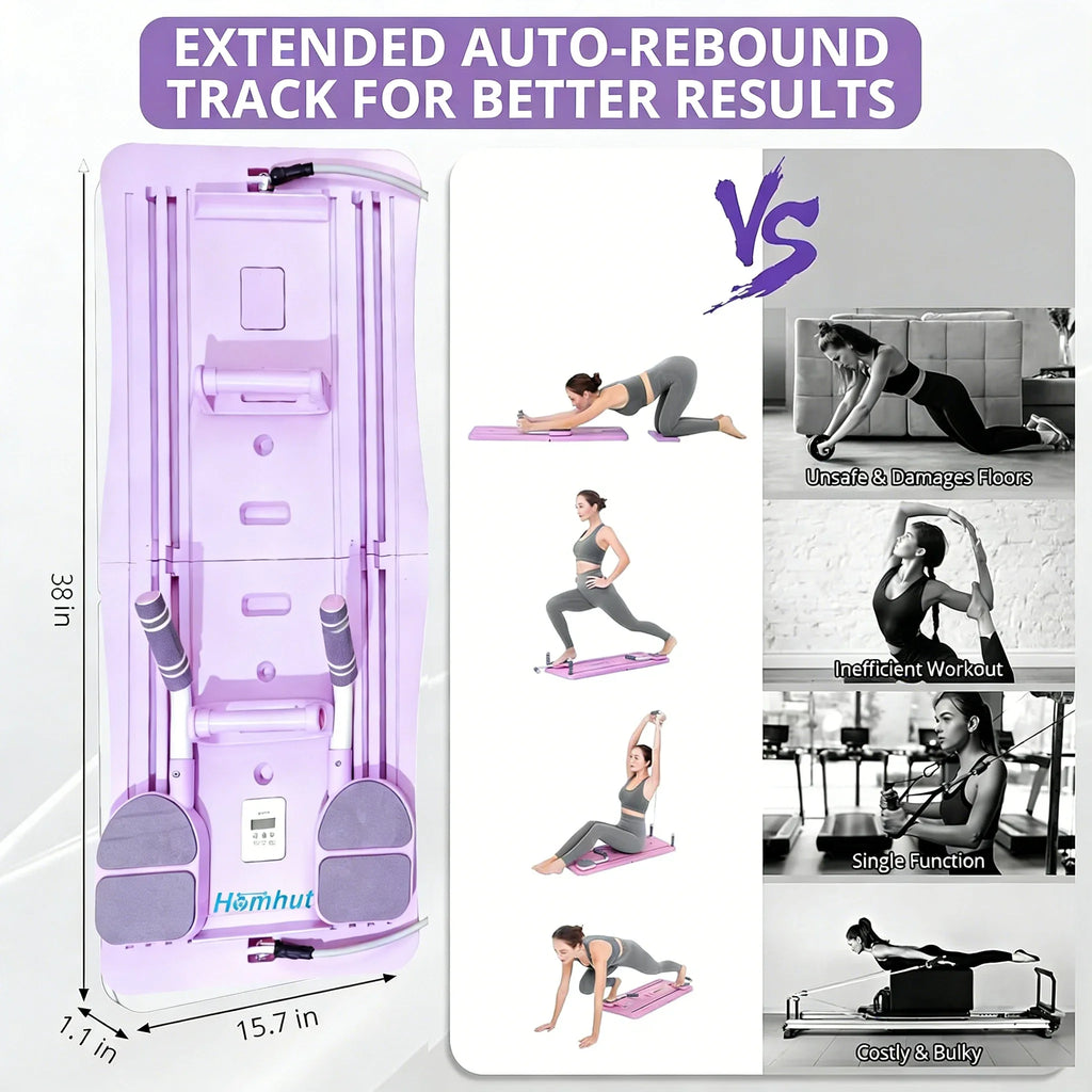 Multifunctional Foldable Home Ab Workout Sliding Fitness Board with Counter, Full Body Core Strength Training Exercise Platform with Complete Accessories for Abdominal, Leg & Arm Workout