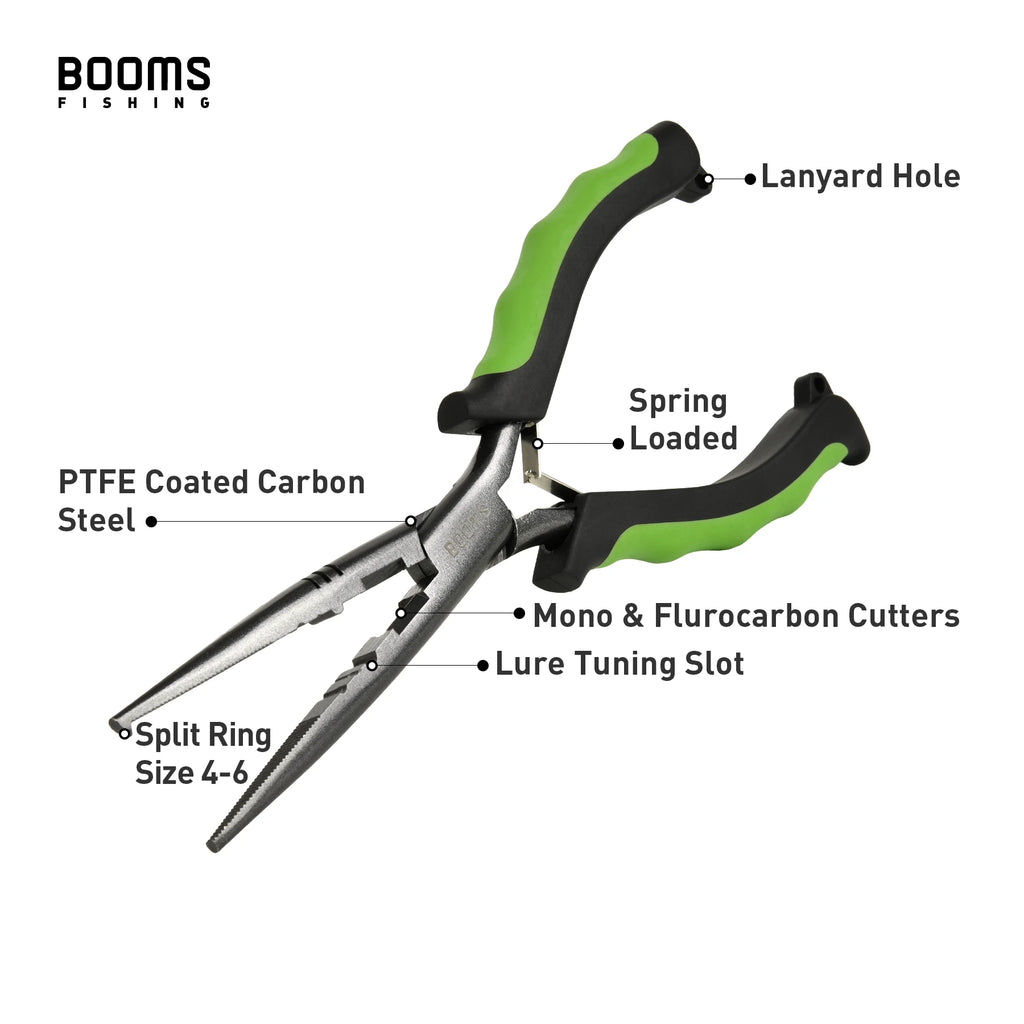 Booms Fishing F03 Multifunction Fishing Pliers Tools 23.5cm Straight Long Nose Stainless Steel Line Cutter Scissors Tools