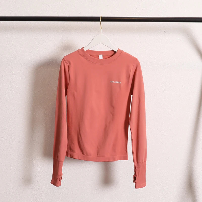 Women's Seamless Long Sleeve Fitness T-shirt Sports Elastic Yoga Gym Top Training Running Activewear Workout Shirt Pilates Tops