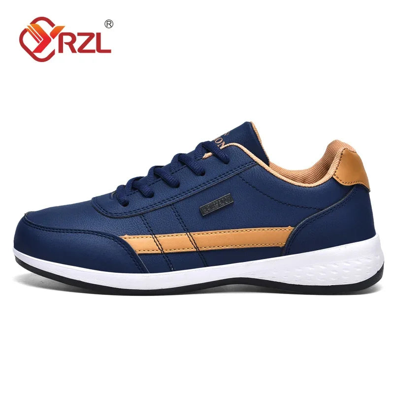 YRZL Men Shoes Spring Autumn Waterproof Walking Sneakers Leisure Male Leather Sports Shoes Non-Slip Footwear Tennis for Men Secondary image