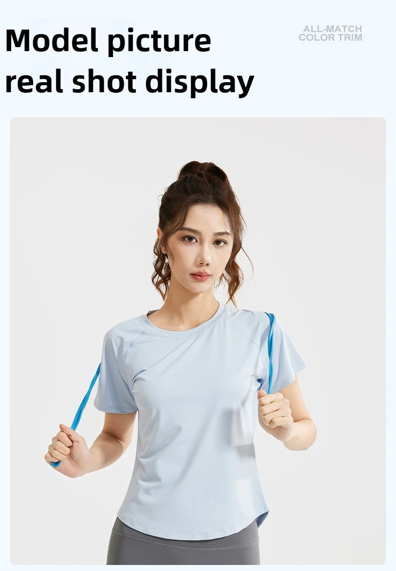 STOUREG Women's Loose Mesh Sports T Shirt Quick Dry Short Sleeve Yoga T Shirt Pilates Running Sports Fitness Short Sleeve