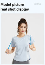 STOUREG Women's Loose Mesh Sports T Shirt Quick Dry Short Sleeve Yoga T Shirt Pilates Running Sports Fitness Short Sleeve