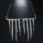 Fashion Tassel Half Metal Glasses Frame for Women Crystal Face Chain Jewelry Eyewear Kpop Makeup Rhinestone Accessory No Lens
