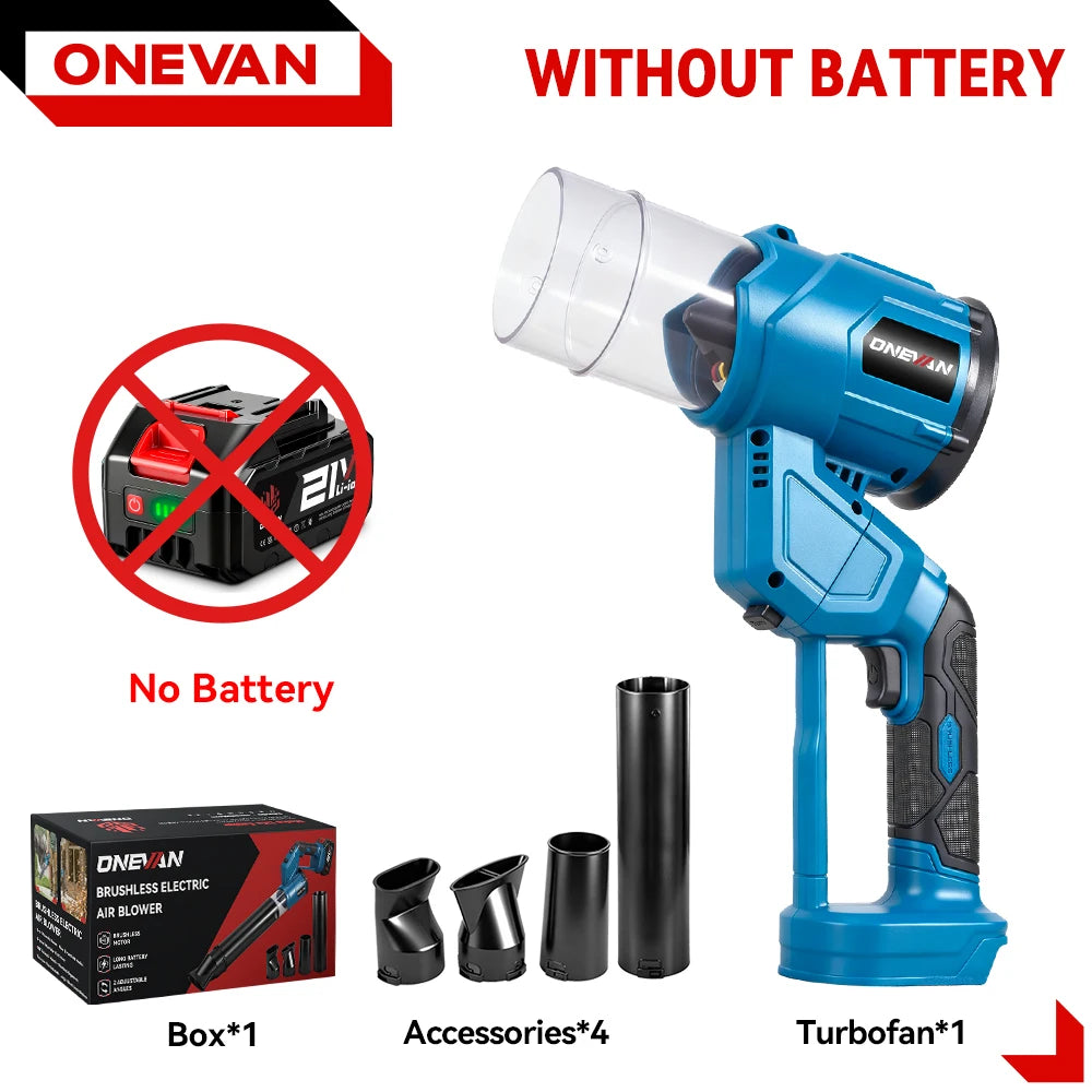 ONEVAN 2IN1 Brushless Electric Turbo Blower 38000RPM Cordless Handheld Dust Leaf Blowing Power Tool For Makita 18V Battery Pin