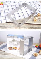 1pc large stainless steel adjustable telescopic active long square mousse ring cake baking mold