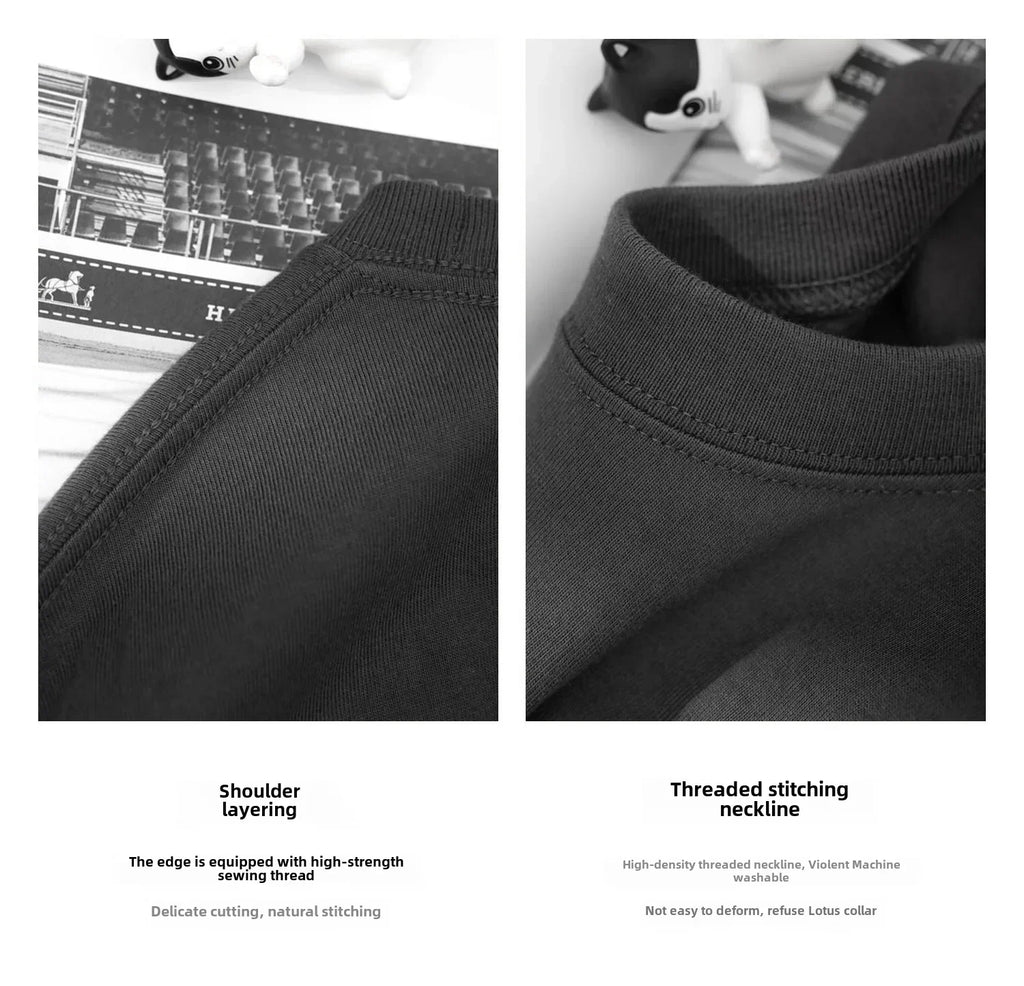 Summer Cotton Heavy Duty 300grams American Pure Cotton Short Sleeves T-shirt Men Casual Base Top Oversized T Shirt