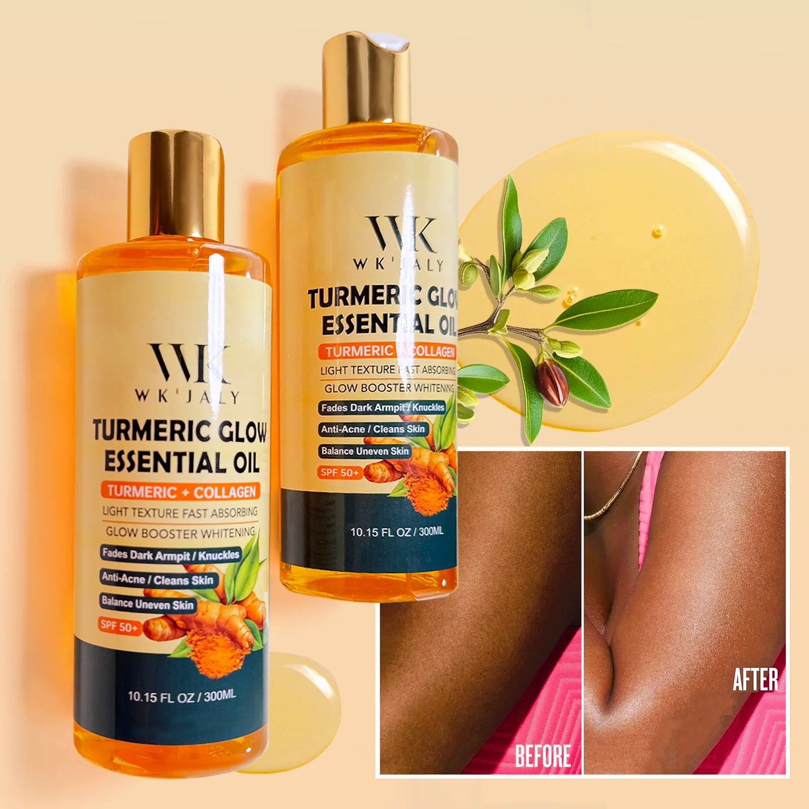 WK JALY Turmeric Glow Essential Body Oil, Moisturizing, Whitening, Fades Dark Armpit, Knuckles, Anti-Acne, Balance Uneven Skin Secondary image