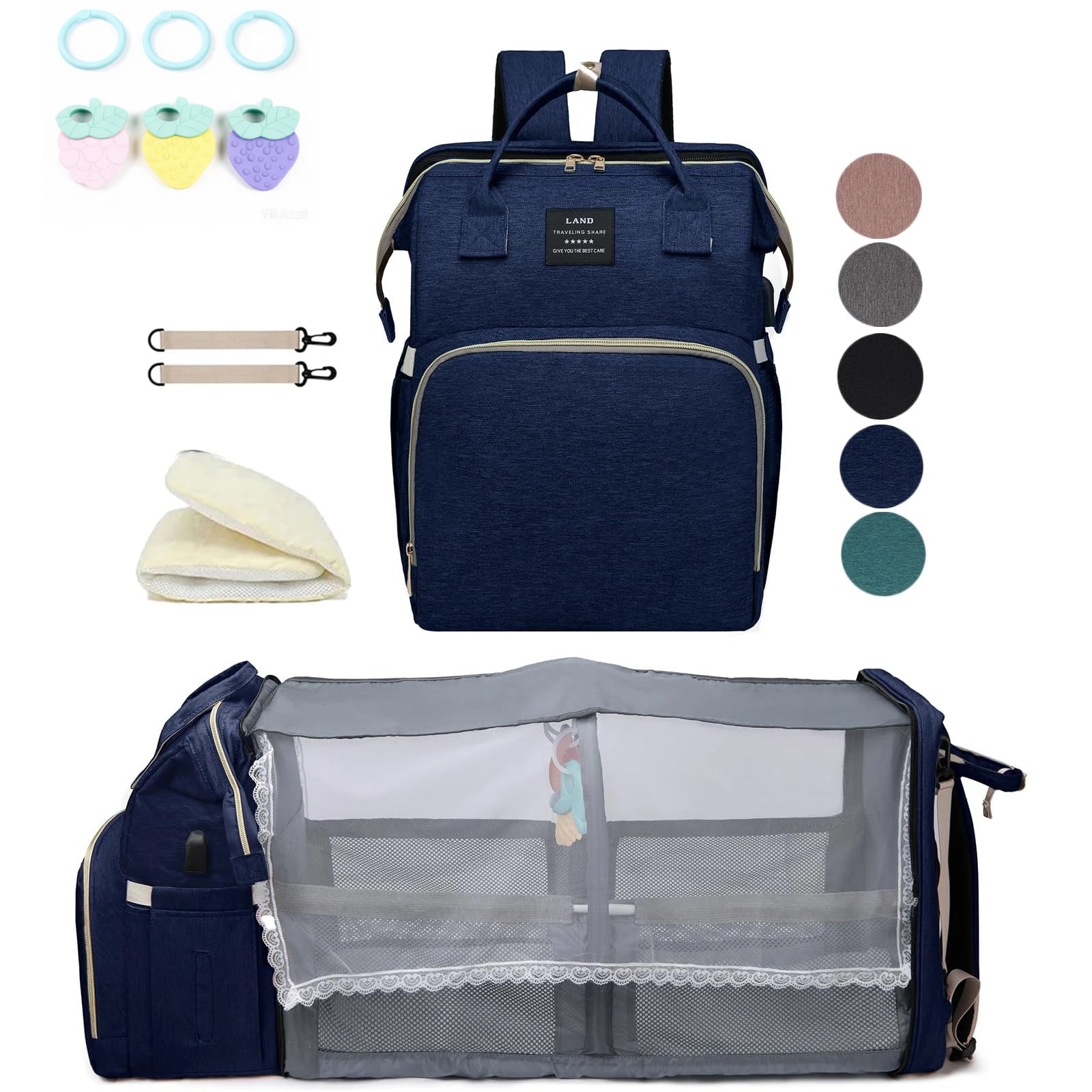 Mommy Bag Lightweight Portable Folding Crib Bed Large-capacity Travel Maternity Bags Baby Backpack Female Mommy Outting Bag