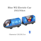 Kids Electric Train Set Compatible with Wooden Tracks Magnetic Connectors Diecast Metal Auto-Go Train Toy for Ages 3+ Boys Girls