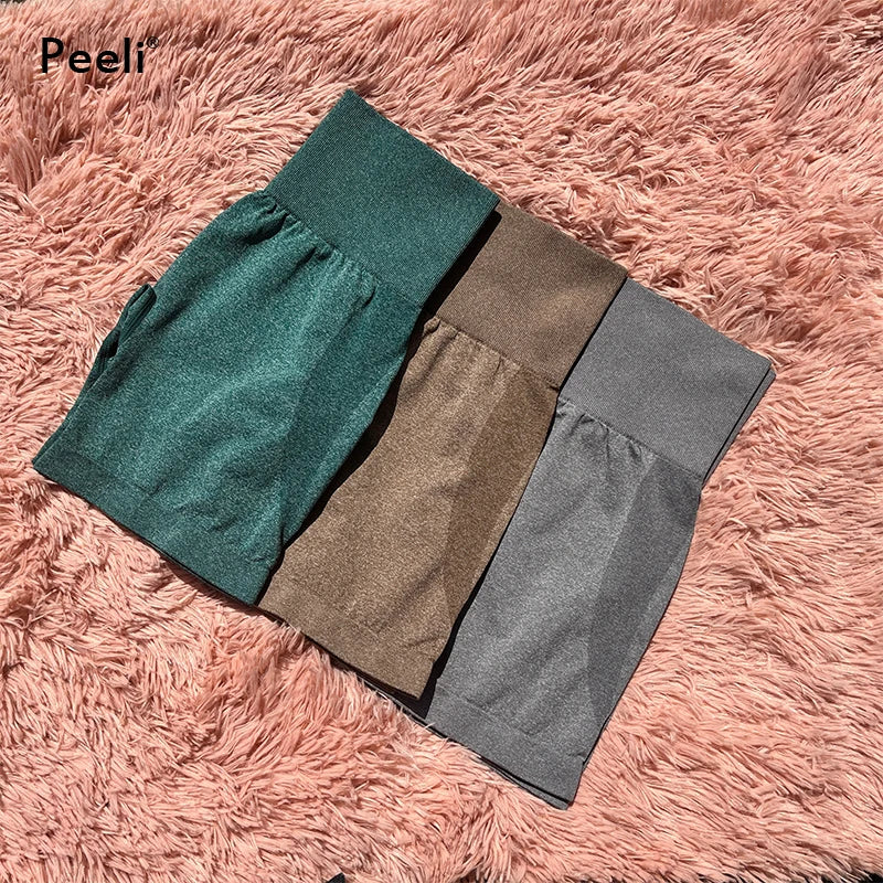 Contour Seamless Shorts for Women Yoga Shorts Push Up Booty Workout Gym Shorts Fitness High Waist Sports Short Women Clothing