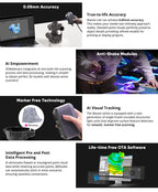 3DMakerpro Moose Lite 3D Scanner, 24-bit Color Camera, Al Visual Tracking,0.05mm Accuracy, 0.10mm Resolution, 10fps Frame Rate